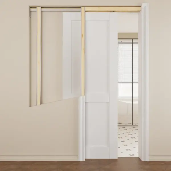 Ark Design 2-Lite MDF Pocket Door – Soft Close, White