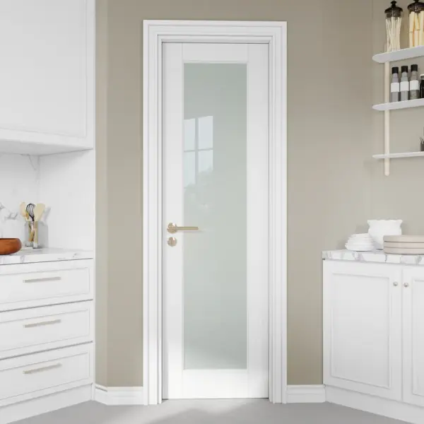 Frosted Glass Door Slab with/without Prehung Kit, White