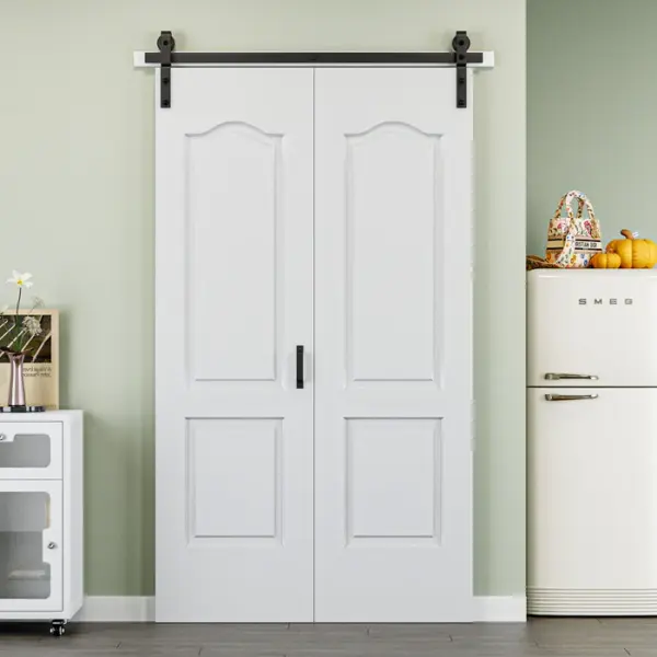 Ark Design 2-Lite Arch MDF Barn Bifold Sliding Door – White